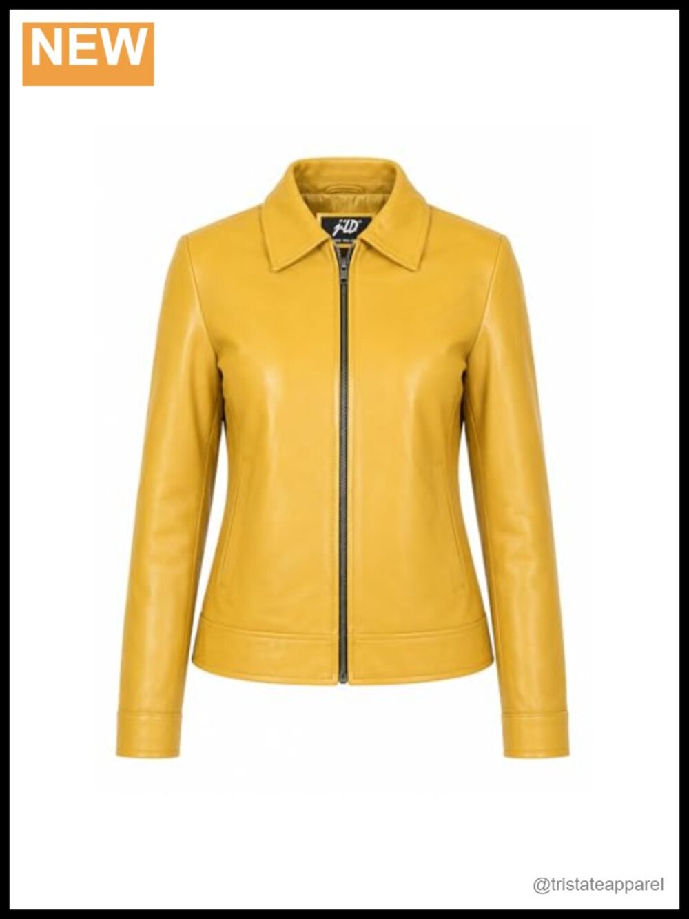 Genuine Lambskin Leather Jacket Women Polo Collar Quilted Lining Zip